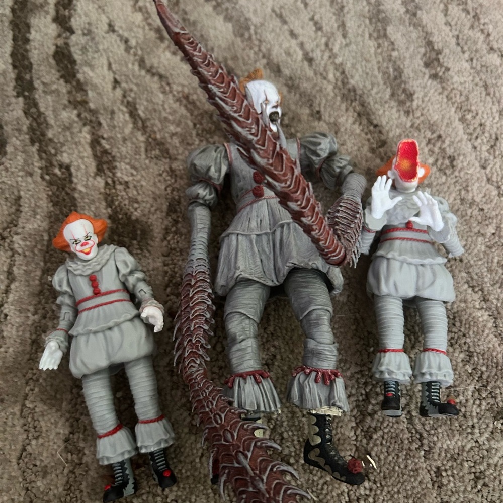 Horror Clown Action Figure Trio - Gray and Red